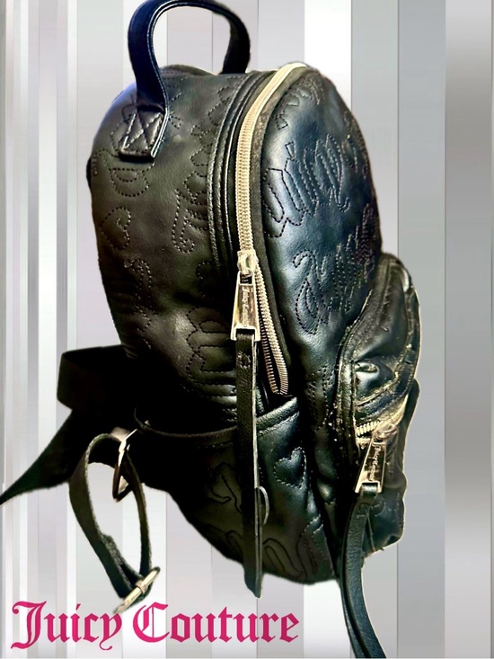 Juicy Couture Rosie Black Faux Embossed Leather Mini Backpack